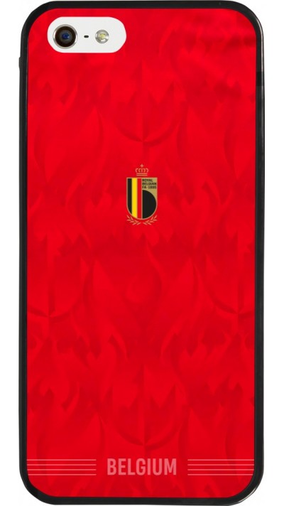 Coque iPhone 5/5s / SE (2016) - Silicone rigide noir Maillot de football Belgique 2026 personnalisable