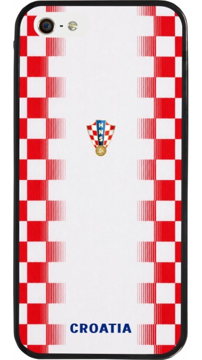 Coque iPhone 5/5s / SE (2016) - Silicone rigide noir Maillot de football Croatie 2026 personnalisable