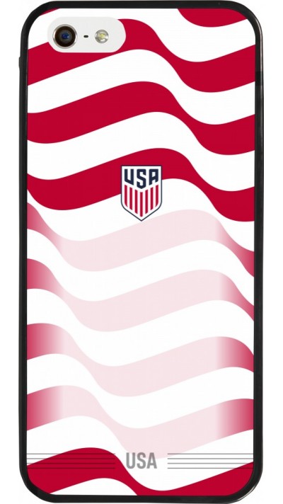 Coque iPhone 5/5s / SE (2016) - Silicone rigide noir Maillot de football États-Unis 2026 personnalisable