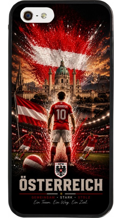 Coque iPhone 5/5s / SE (2016) - Silicone rigide noir Football Autriche splash 2026