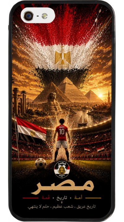 Coque iPhone 5/5s / SE (2016) - Silicone rigide noir Football Égypte splash 2026