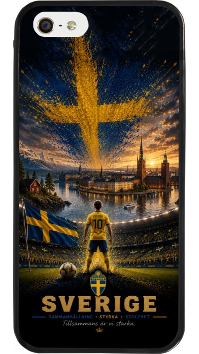 Coque iPhone 5/5s / SE (2016) - Silicone rigide noir Football Suède splash 2026