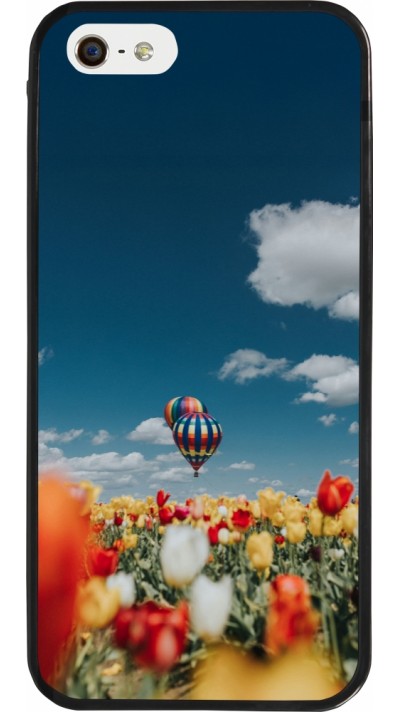 Coque iPhone 5/5s / SE (2016) - Silicone rigide noir Hot air balloon Spring 2026