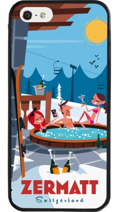 Coque iPhone 5/5s / SE (2016) - Silicone rigide noir Zermatt Mountain Jacuzzi