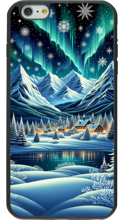 iPhone 6 Plus / 6s Plus Case Hülle - Silikon schwarz Verschneites Bergdorf am See in der Nacht