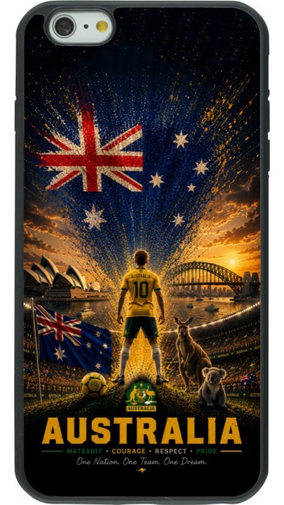 Coque iPhone 6 Plus / 6s Plus - Silicone rigide noir Football Australie splash 2026