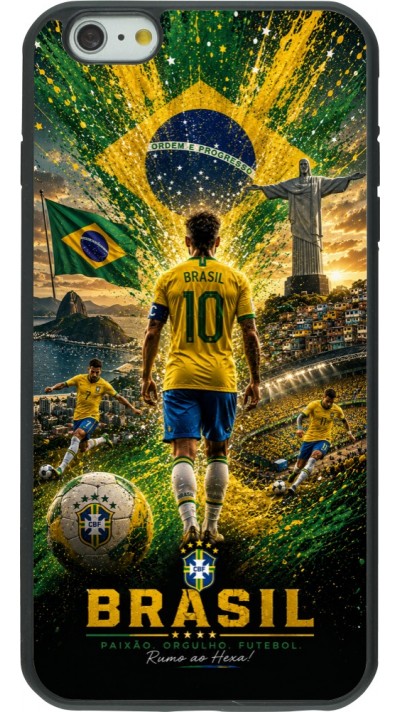 Coque iPhone 6 Plus / 6s Plus - Silicone rigide noir Football Brésil splash 2026