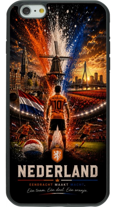 Coque iPhone 6 Plus / 6s Plus - Silicone rigide noir Football Pays-Bas splash 2026