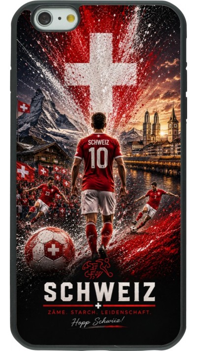 Coque iPhone 6 Plus / 6s Plus - Silicone rigide noir Football Schweiz splash 2026