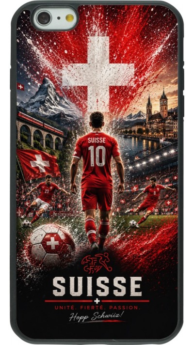 Coque iPhone 6 Plus / 6s Plus - Silicone rigide noir Football Suisse splash 2026