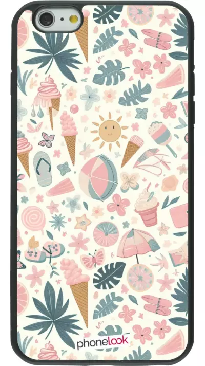 Coque iPhone 6 Plus / 6s Plus - Silicone rigide noir Summer Pink Pattern