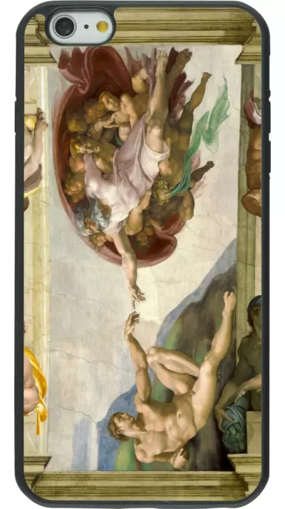 Coque iPhone 6 Plus / 6s Plus - Silicone rigide noir Tableau art - La Création d’Adam - Michel-Ange
