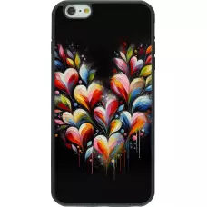 Coque iPhone 6 Plus / 6s Plus - Silicone rigide noir Valentine 2024 Coeur Noir Abstrait