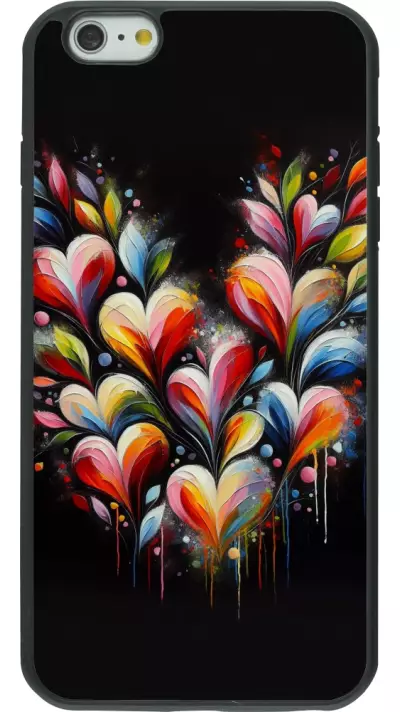 Coque iPhone 6 Plus / 6s Plus - Silicone rigide noir Valentine 2024 Coeur Noir Abstrait
