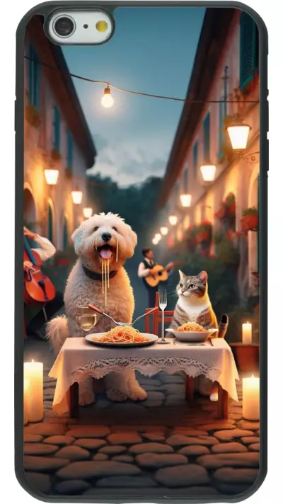 Coque iPhone 6 Plus / 6s Plus - Silicone rigide noir Valentine 2024 Dog & Cat Candlelight
