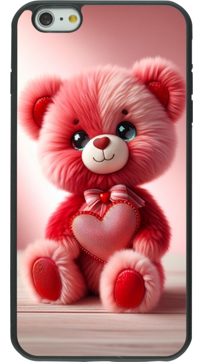 iPhone 6 Plus / 6s Plus Case Hülle - Silikon schwarz Valentin 2024 Rosaroter Teddybär