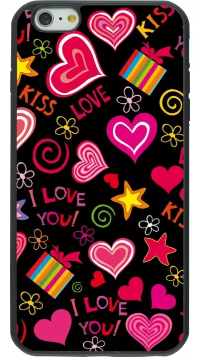 Coque iPhone 6 Plus / 6s Plus - Silicone rigide noir Valentine 2023 love symbols
