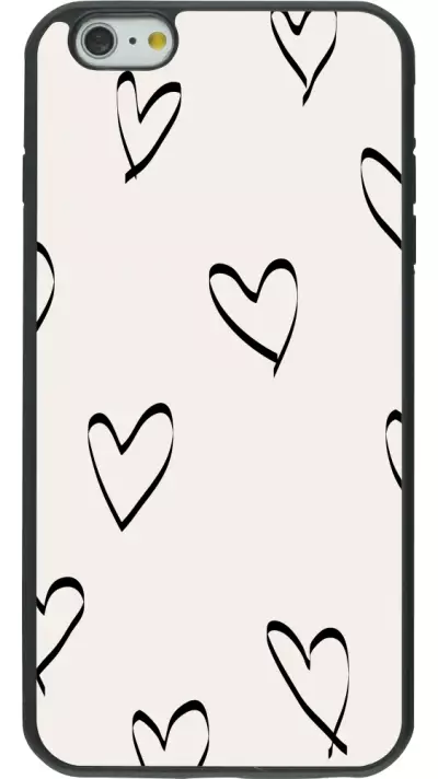 Coque iPhone 6 Plus / 6s Plus - Silicone rigide noir Valentine 2023 minimalist hearts