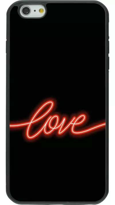 Coque iPhone 6 Plus / 6s Plus - Silicone rigide noir Valentine 2023 neon love