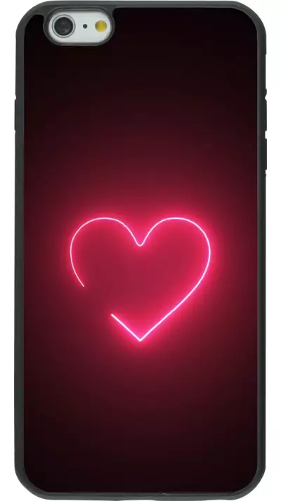 Coque iPhone 6 Plus / 6s Plus - Silicone rigide noir Valentine 2023 single neon heart