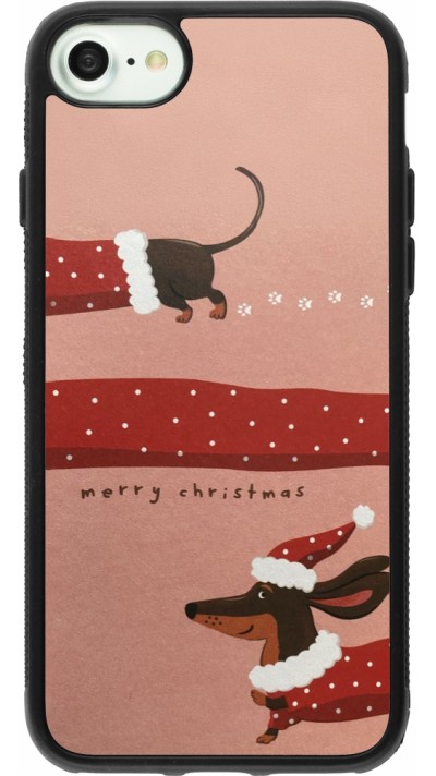 iPhone 7 / 8 / SE (2020, 2022) Case Hülle - Silikon schwarz Christmas 25 Teckel Merry Xmas