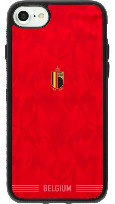 Coque iPhone 7 / 8 / SE (2020, 2022) - Silicone rigide noir Maillot de football Belgique 2026 personnalisable