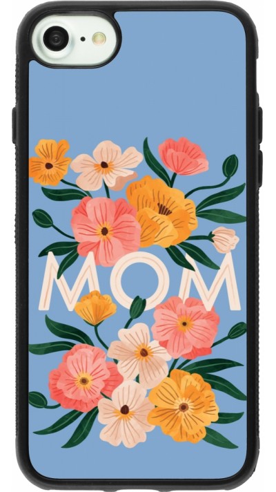 Coque iPhone 7 / 8 / SE (2020, 2022) - Silicone rigide noir Mom 2026 Flowers