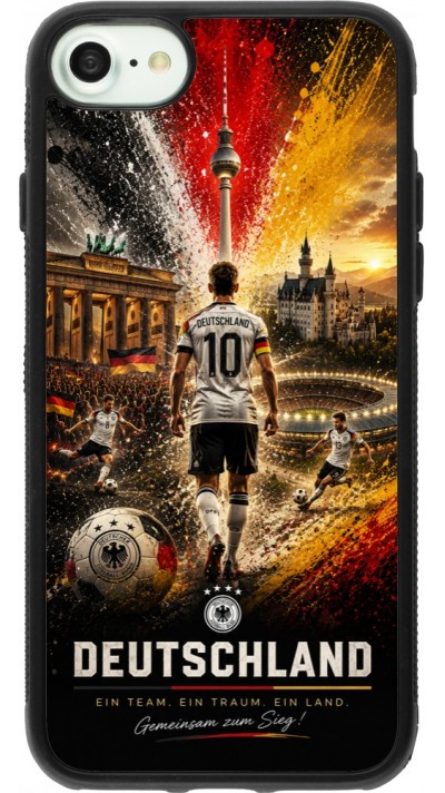 Coque iPhone 7 / 8 / SE (2020, 2022) - Silicone rigide noir Football Allemagne splash 2026