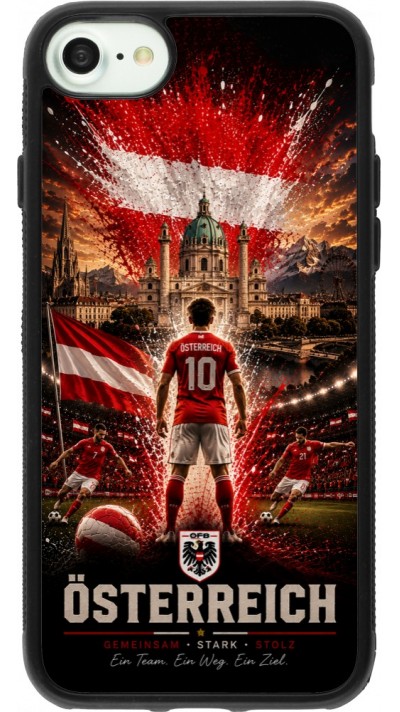 Coque iPhone 7 / 8 / SE (2020, 2022) - Silicone rigide noir Football Autriche splash 2026