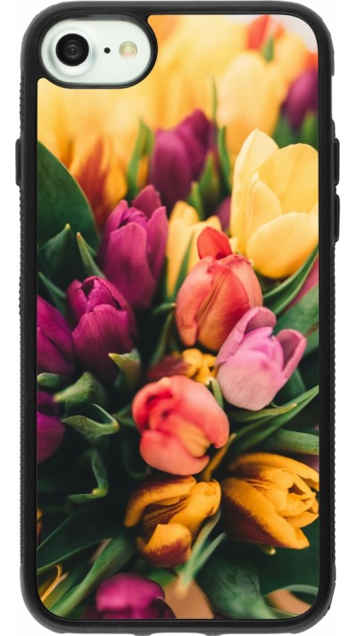 Coque iPhone 7 / 8 / SE (2020, 2022) - Silicone rigide noir Bouquet of tulips Spring 2026