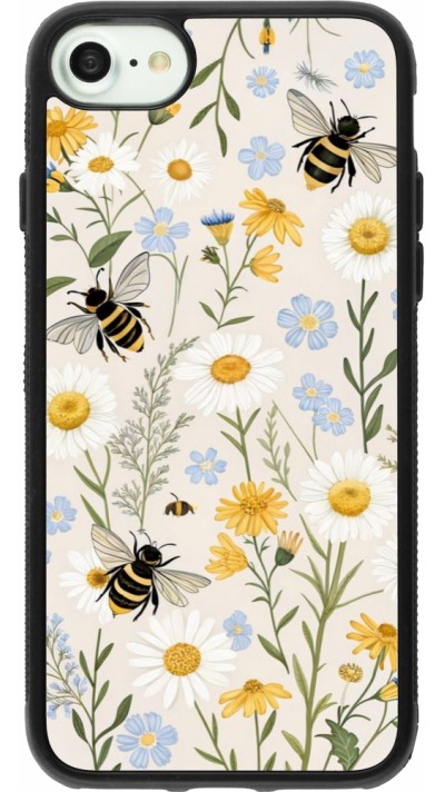Coque iPhone 7 / 8 / SE (2020, 2022) - Silicone rigide noir Pattern bees Spring 2026