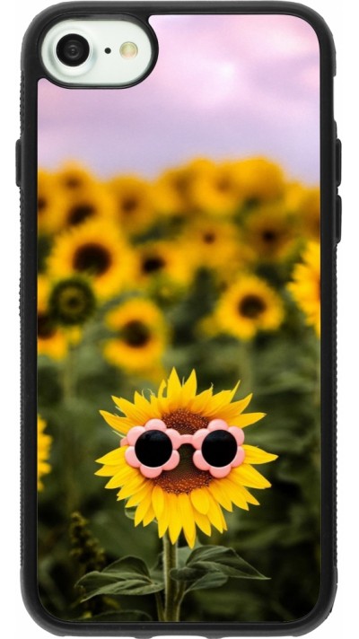 Coque iPhone 7 / 8 / SE (2020, 2022) - Silicone rigide noir Sunflower with glasses Spring 2026