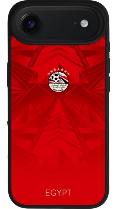 Coque iPhone Air - Silicone rigide noir Maillot de football Égypte 2026 personnalisable