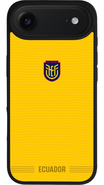 Coque iPhone Air - Silicone rigide noir Maillot de football Équateur 2026 personnalisable