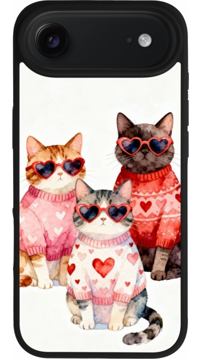 Coque iPhone Air - Silicone rigide noir Saint Valentines Day 26 Cat Love