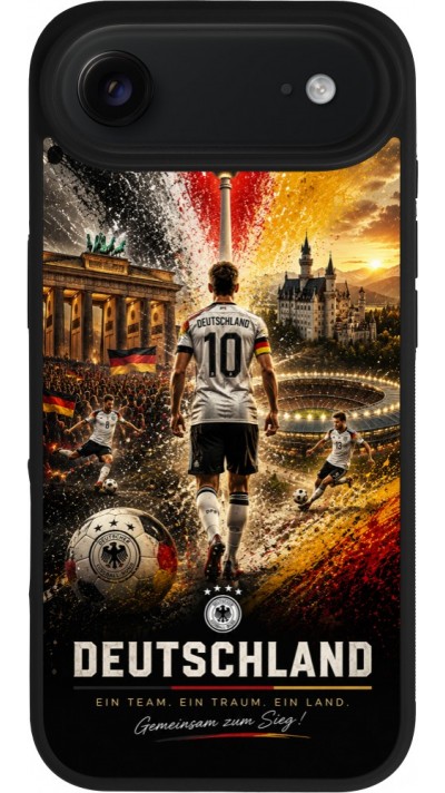 Coque iPhone Air - Silicone rigide noir Football Allemagne splash 2026