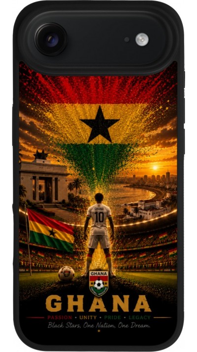 Coque iPhone Air - Silicone rigide noir Football Ghana splash 2026