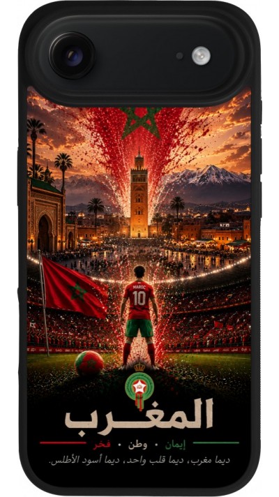 Coque iPhone Air - Silicone rigide noir Football Maroc splash 2026
