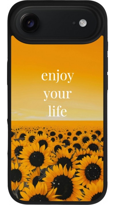 Coque iPhone Air - Silicone rigide noir Summer 2026 Enjoy your life