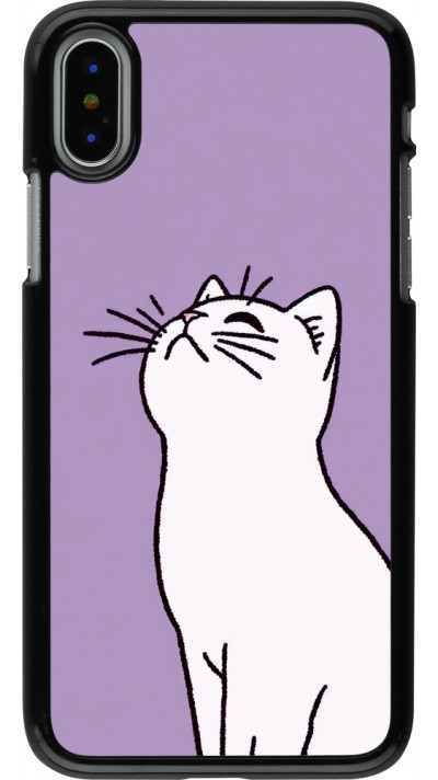 Coque iPhone X / Xs - Chat sur fond violet