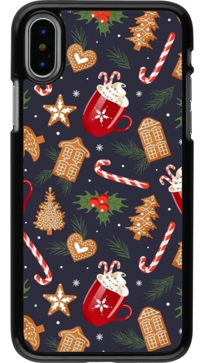 iPhone X / Xs Case Hülle - Christmas 25 Pattern Gingerbread House