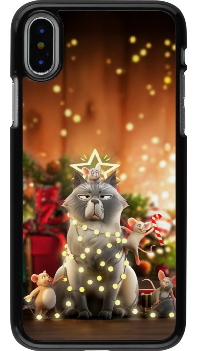 iPhone X / Xs Case Hülle - Christmas 25 Xmas Cat
