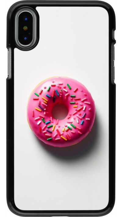 iPhone X / Xs Case Hülle - Weisser Hintergrund, pinker Donut