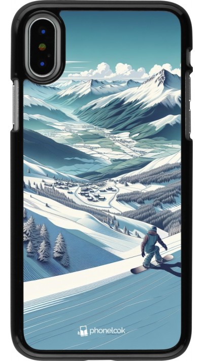 iPhone X / Xs Case Hülle - Snowboarder Berg iPhone X / Xs Case Hülle - Snowboarder Berg