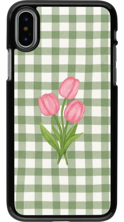 Coque iPhone X / Xs - Green vichy tulips Spring 2026