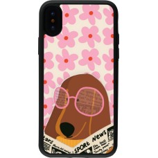Coque iPhone X / Xs - Silicone rigide noir Dog with newspaper Spring 2026