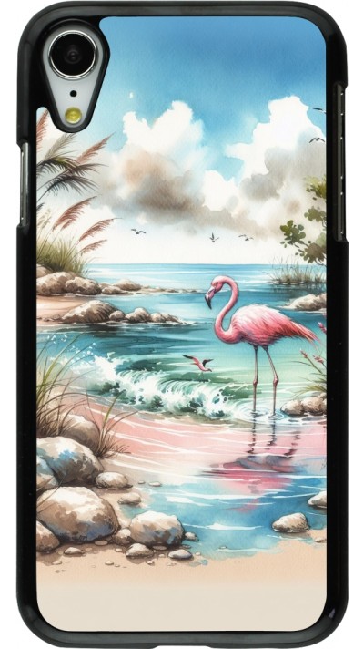 Coque iPhone XR - Flamant rose aquarelle