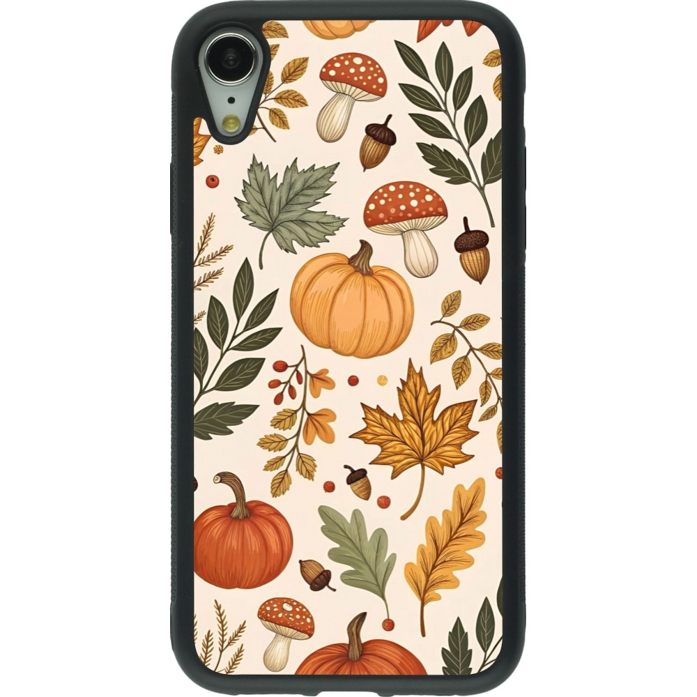 Coque iPhone XR - Silicone rigide noir Autumn 25 Autumn pattern