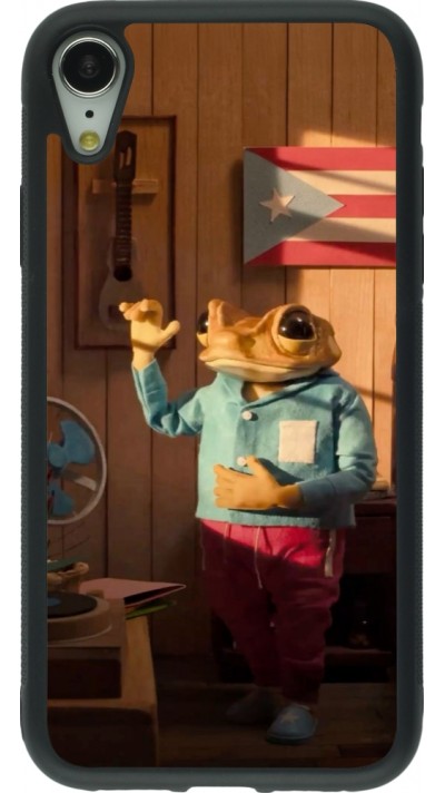 Coque iPhone XR - Silicone rigide noir Dancing frog DTMF