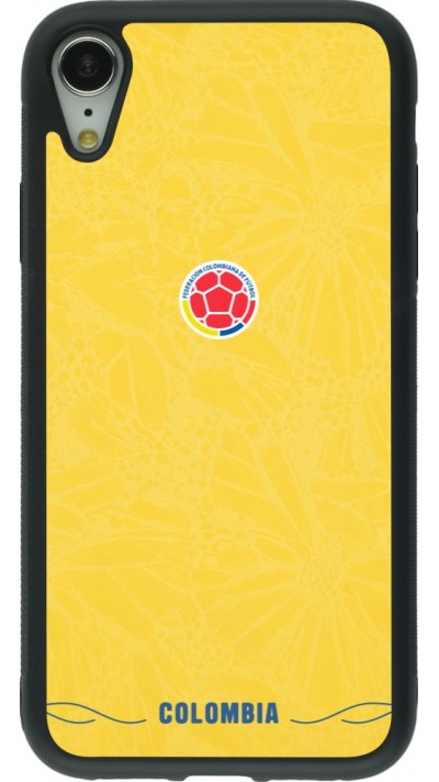 Coque iPhone XR - Silicone rigide noir Maillot de football Colombie 2026 personnalisable